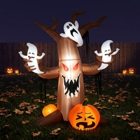Arbre hanté gonflable d'Halloween avec combinaison fantôme et citrouille, LED intégrées pour décoration de jardin extérieur, fête, festival