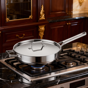 Sartén Profunda Moderna de Acero Inoxidable de Triple Capa, Antiadherente, Multiusos, para Saltear y Freír, Cocina Saludable, Apta para Horno - Product Image 1