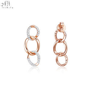 Hong Kong Wholesale High Quality Elegant <b>Fine</b> Jewelry 18K Solid Rose Gold Real Natural Diamond <b>Stud</b> <b>Earring</b> For Women's Gift - Product Image 4
