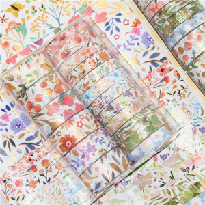 วาชิเทป 18 ม้วน ลายดอกไม้สีทอง สำหรับตกแต่งสมุดบันทึก อุปกรณ์งานฝีมือ ความยาว 3 เมตร - Product Image 2