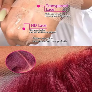 วิกผมบ๊อบสั้นตรงสีเบอร์กันดี 200% 99J ผมแท้ 13x4 วิกผมหน้าผากโปร่งใสสำหรับผู้หญิง สีไวน์ 99J  แบบถอนขนมาแล้ว - Product Image 6