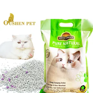 Fornecedor gato maca atacado Preço Forte aglomeração Poeira livre Odor controle gato areia Lavanda Apple Rose Lemon perfume