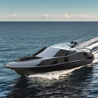 HISON Mini Yacht Télécommandé Jet-Boat J2 Moteur Intrabord en Fibre de Verre avec Moteur Haute Vitesse