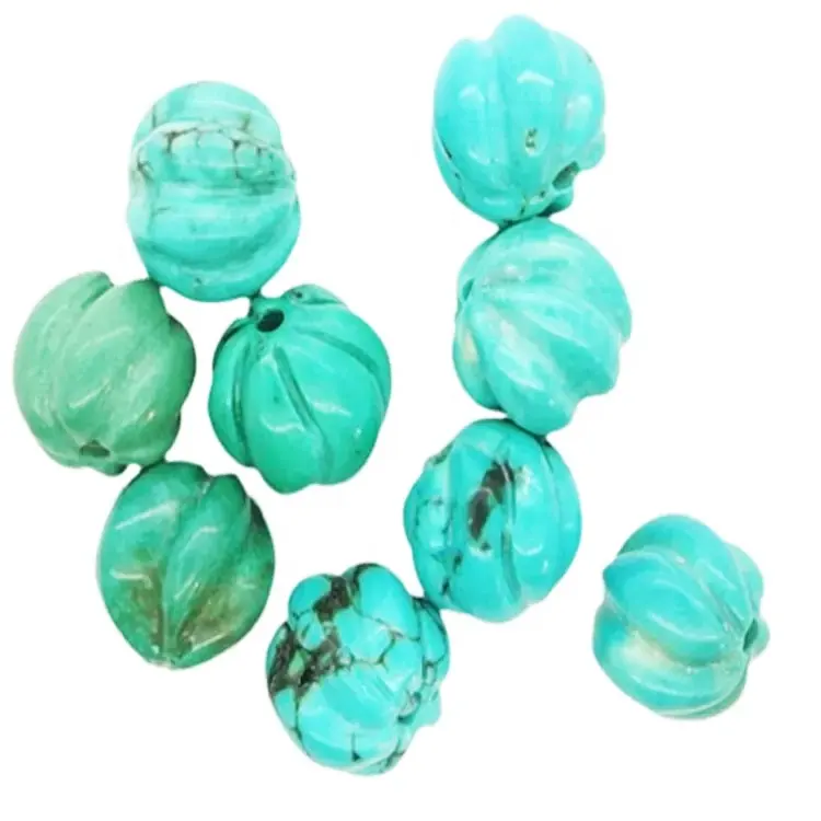 Perles de pierres précieuses naturelles gravées de Turquoise, pierres naturelles, zircon, amazonite, 1 pièce