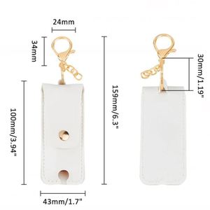 Simple Lady PU Leather Makeup Pouch <b>Lipstick</b> Holder Keychain Portable Travel Lip Gloss Sleeve Pouch for Purse Perfume - Product Image 3