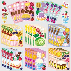 Paquet de 8 pièces d'autocollants de puzzle de gâteau de dessert, autocollants d'éducation précoce pour enfants, jouets éducatifs pour bébé, bricolage - Product Image 1