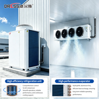Unité de réfrigération à inverter pour chambre froide commerciale avec groupe de condensation refroidi par air de 15 CV, chambre froide et congélateur combinés, décharge par le haut