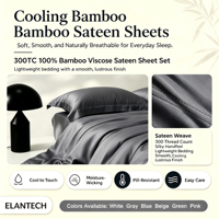 Parure de draps plats en fibre de bambou 100% biologique, tissée, respirante, écologique, motif uni, 300 fils, personnalisable, vente en gros