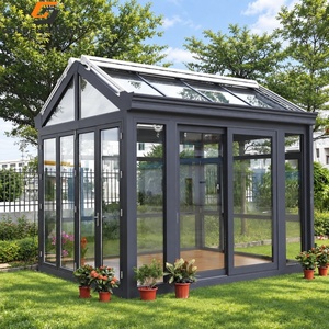 Sala de vidrio con marco de aluminio GS con paneles fijos y ventanas corredizas para uso en todas las estaciones - Product Image 1