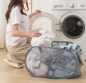 Foldable Smell Proof Mesh Laundry Bag with Multiple Compartments Red Laundry <b>Basket</b> - Product Image 6