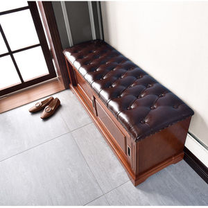 American-style <b>shoe</b> <b>bench</b> for home use, with sliding doors, made of solid wood, suitable for sitting in the entryway. - Product Image 1