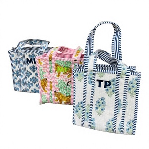 Top Quality Mini Women's Handmade Cotton Quilted Tote Bag with Chains Open Closure Water Resistant Summer Carry Bag - Product Image 1