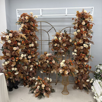 Roses artificielles brunes de 200 cm, rangée de fleurs pour allée, décoration de mariage personnalisée, chemin de table fleuri pour événements festifs