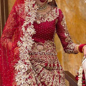 Luxe indien pakistanais mariée Lehenga ensemble lourd Zardozi brodé haut et jupe pour mariage, tenue de réception ethnique de concepteur - Product Image 1