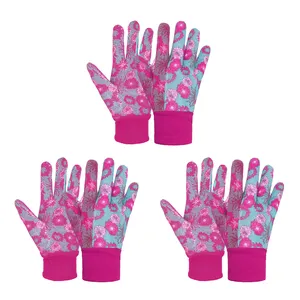 ถุงมือผ้าฝ้ายนุ่มสำหรับงานทำมือสำหรับผู้หญิงถุงมือสำหรับทำสวนลายจุด PVC