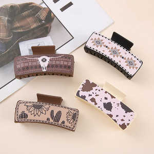 คลิปหนีบผมรูปดอกทานตะวันทำจากหนัง PU สไตล์โบฮีเมียนสำหรับผู้หญิง - Product Image 1