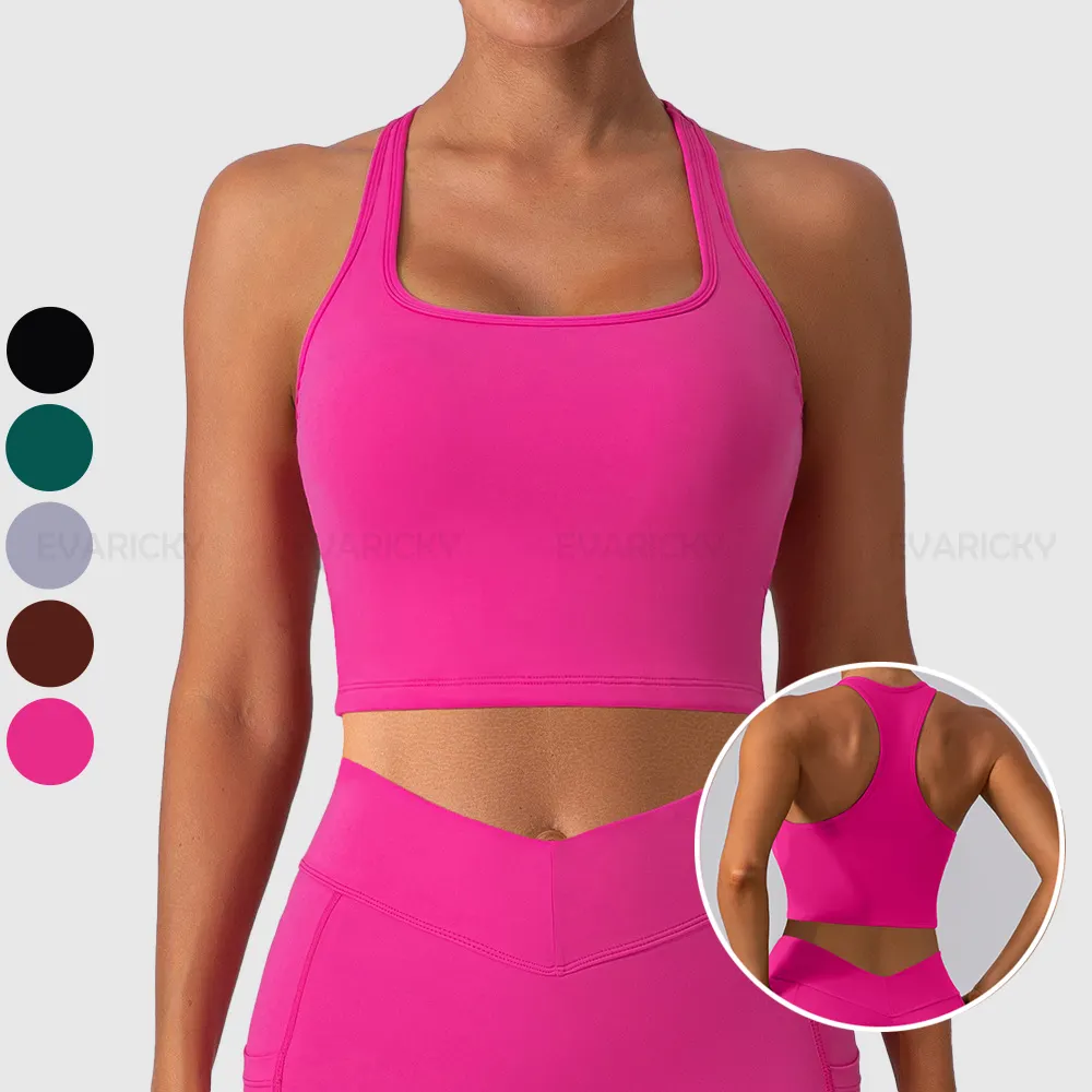 Soutien-gorge de compression à bretelles pour femmes, haut extensible, pour l'entraînement, la course à pied, le fitness et le yoga.