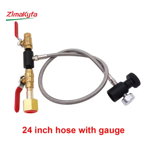 Adaptateur de recharge de CO2 avec tuyau tressé en acier de 24 pouces pour grand réservoir de dioxyde de carbone W21.8 pour le remplissage de bouteilles G1/2 - Product Image 2