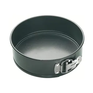 弹簧式蛋糕盘圆形碳钢烤盘小弹簧式不粘罐，带防漏可拆卸金属底部
