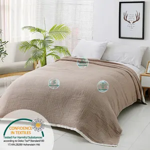 hot sale 100% cotton throw blanket OEKO TEX Certified Organic Cotton Super Soft Bed Throw Blanket