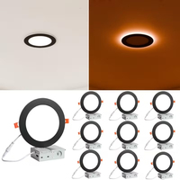 Plafonnier LED encastré noir 4 et 6 pouces, 5 températures de couleur réglables, intensité variable, avec veilleuse et boîte de jonction incluse