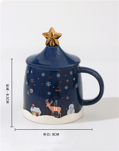 แก้วนมซานตาคลอสคุณภาพสูง 12 ออนซ์ แก้วน้ำ แก้วกาแฟ ของขวัญคริสต์มาส แก้วเซรามิก พร้อมช้อน - Product Image 5