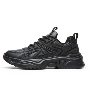 Zapatillas Deportivas Casuales de Diseño de Lujo para Hombre, Totalmente <span class=keywords><strong>Negras</strong></span>, Transpirables, de Malla y Cuero Sintético, con Suela Acolchada de EVA, a la Moda - Product Image 5