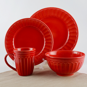 Emboss Color Glazed Eco-Friendly Scenic Fine New Bone China Dinnerware Tableware Dinner Set - Product Image 1