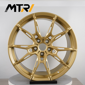 Cerchi in Lega MTRI Leggeri in Stile Forgiato con Rete Intrecciata, Finitura Satinata Oro, per Prestazioni Stradali e Uso in Pista - Product Image 3