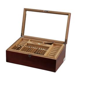 DS Luxury <b>Lacquer</b> Glass Top Handcrafted Cedar Humidor Cigar Box with Lock Wholesale - Product Image 2