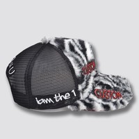 Casquette Trucker Unisexe Personnalisée avec Broderie 3D, 6 Panneaux, Broderie en Tissu, Lapin en Peluche, Maille, Cristal, Velours Doux et Moelleux