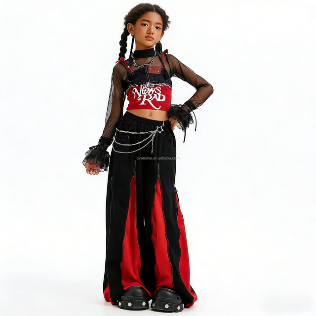 Kids Jazz Dance Outfit Apparel Customizable Two Piece Set Crop Top and Pants Streetwear for Girls OEM