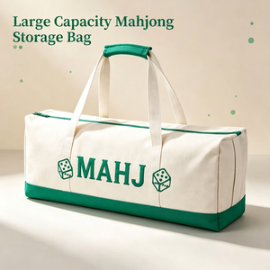 En stock : Ensemble de 3 sacs en toile Mahjong, comprenant une pochette à motif lettres et dés, une trousse de toilette de voyage grande capacité et une pochette de rangement portable - Product Image 2