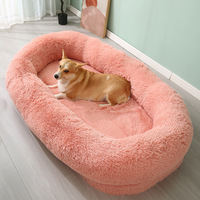 Lit pour chien ovale en peluche très populaire, canapé moelleux amovible et lavable pour animaux de compagnie, lit spacieux pour câliner pour grands chiens et propriétaires d'animaux