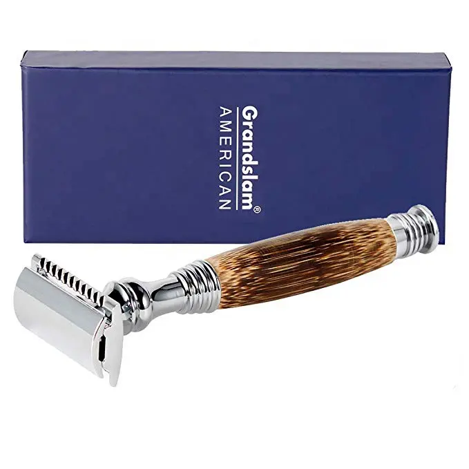 OEM Премиум инструмент для чистки бороды, безотходная бамбуковая ручка, бритва с двумя сторонами для мужчин и женщин