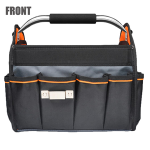 Durable Waterproof Open Top <b>Tool</b> <b>Bag</b> Foldable 29-Pocket High-Capacity <b>Tote</b> Stainless Steel Handle Padded Shoulder Strap Easy - Product Image 1