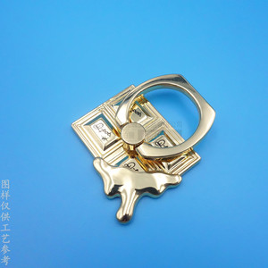 Electroplated Zinc Alloy Logo Ring Holder Gold Rotatable Bottom <b>Desktop</b> Phone <b>Stand</b> - Product Image 3