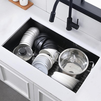 Évier de cuisine moderne en acier inoxydable à arc simple de calibre 16 noir sans robinet