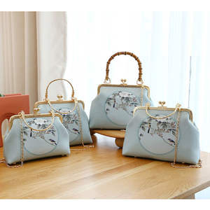 Bolso Cheongsam Estilo Chino, Regalo para Mamá o Abuela, Bandolera Hanfu Vintage de Cuero Genuino con Estampado Floral y de Aves, Bolso de Nailon para Mujer - Product Image 2