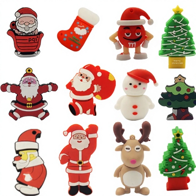 Silicone USB Flash Drive 128GB Cartoon Snowman Christmas Tree Santa Claus Gift Pendrive