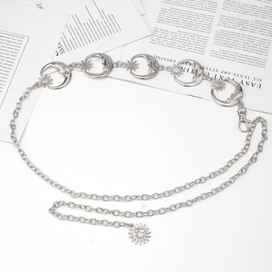 Cadena de cintura metálica con diseño de luna y estrella, aleación de zinc, estilo hip hop, para uso diario, cadena corporal de moda. - Product Image 4