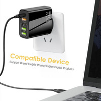 Pengisi Daya Cepat 65W Listrik 3 USB + 2 USB-C PD dengan Proteksi OTP dan OVP untuk Ponsel