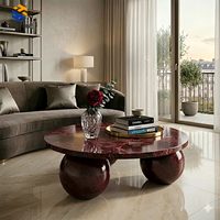 Table basse en quartz rose de luxe KT STONE, effet marbre organique irrégulier en pierre précieuse rose