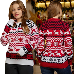 Santa Jacquard Elk Family Jersey Christmas Festival Style <strong>Jumpers</strong> Knit Sweater <strong>Xmas</strong> Snowflake Reindeer Couples Pullover Sweaters - Product Image 5