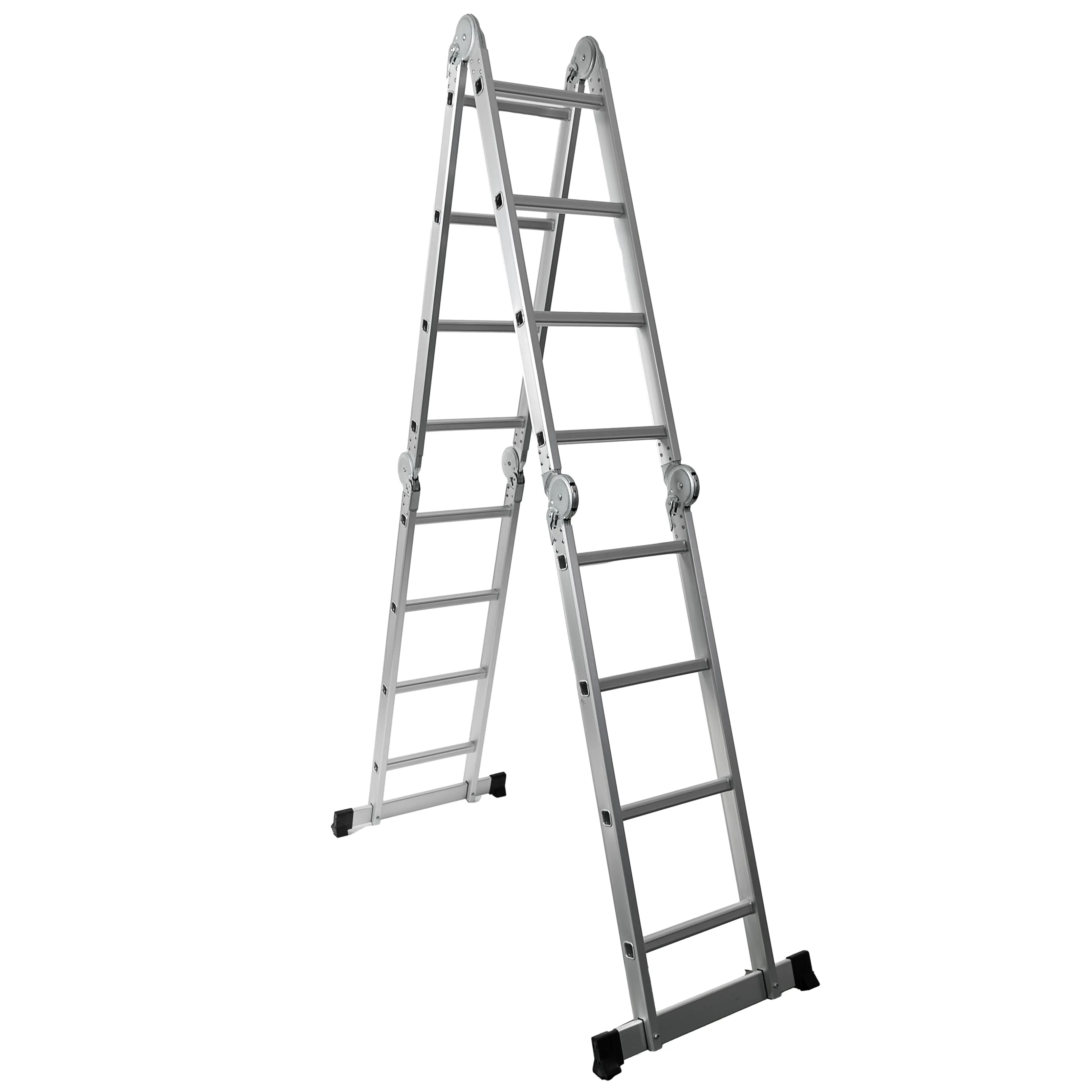 Aluminum combination foldable hanging step extension ladder