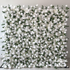 Decorazione per Matrimoni, Pannello <span class=keywords><strong>di</strong></span> <span class=keywords><strong>Fiori</strong></span> Artificiali a Parete 3D 5D, Sfondo Floreale Bianco 8ft X 8ft - Product Image 5