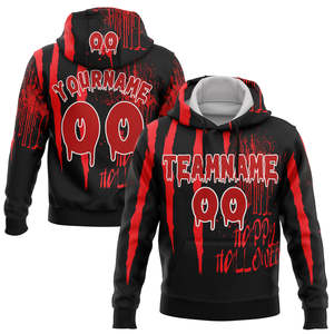 <span class=keywords><strong>Felpa</strong></span> con Cappuccio Personalizzata <span class=keywords><strong>Nera</strong></span>, Rossa e Bianca, Design 3D Spaventoso con Sangue per Halloween, Casual per la Festa di Halloween - Product Image 2