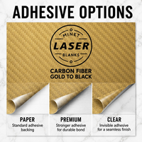 Feuille de similicuir laserable en cuir PU, vierge, 12x24 pouces, 0,8 mm, fibre de carbone, or/noir, sans adhésifs, vente en gros