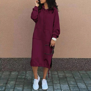 2025 grande taille 5xl automne femmes à capuche <span class=keywords><strong>robe</strong></span> mode à manches longues couleur unie cordon ourlet <span class=keywords><strong>sweat</strong></span> <span class=keywords><strong>robe</strong></span> - Product Image 5