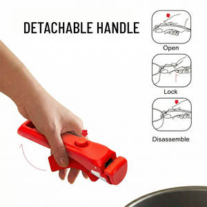 Poignée <span class=keywords><strong>Amovible</strong></span> Rouge E-TOP pour Casseroles et Poêles, Poignée Universelle Détachable Noire, Accessoires de Cuisine Résistants à la Chaleur - Product Image 4